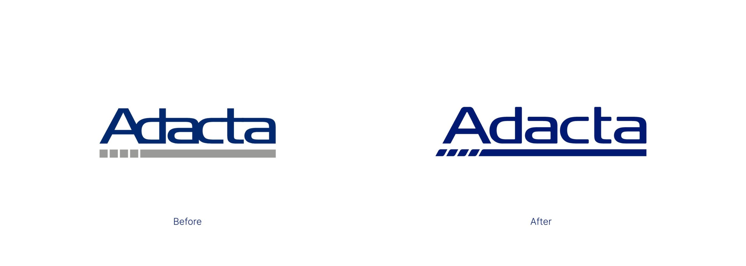 Logo di Adacta prima e dopo il restyling.